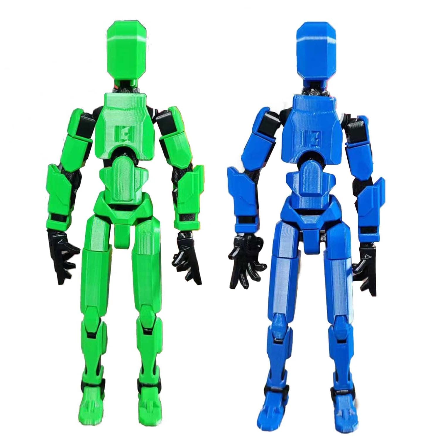 Hanaiette 2Pcs Lucky 13 Action Figures - Multi-Jointed Movable Robot with 3D Printed Mannequin - PVC Model - Desktop Decorations for Action Figures for Game Lovers (Green＆Blue)