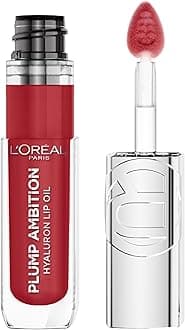 Plump Ambition Hyaluron Lip Oil, 24 HR Lip Gloss with Hyaluronic Acid, Volumizing Formula with Glass-Like Shine, Cherry Cherie 390, 0.16 Fl Oz