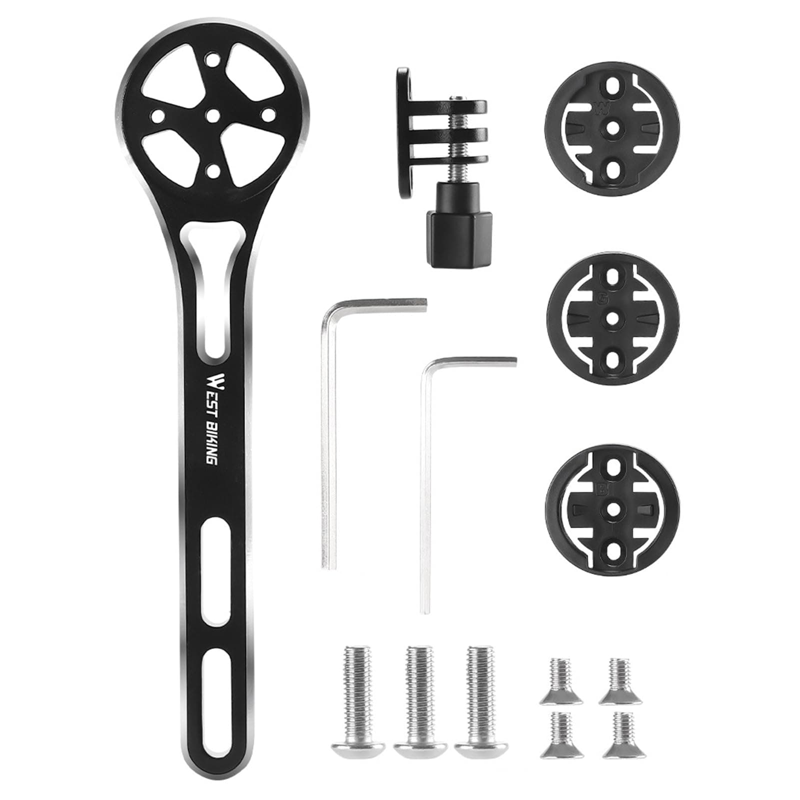 Pepisky Bike Computer Mount - Out Front Cycling Computer Mount for Road Bikes Integrated Handlebar, Bike Mount Compatible with Bike Computer,Wahoo,Bryton,Cateye, Full Range and Flashlight A