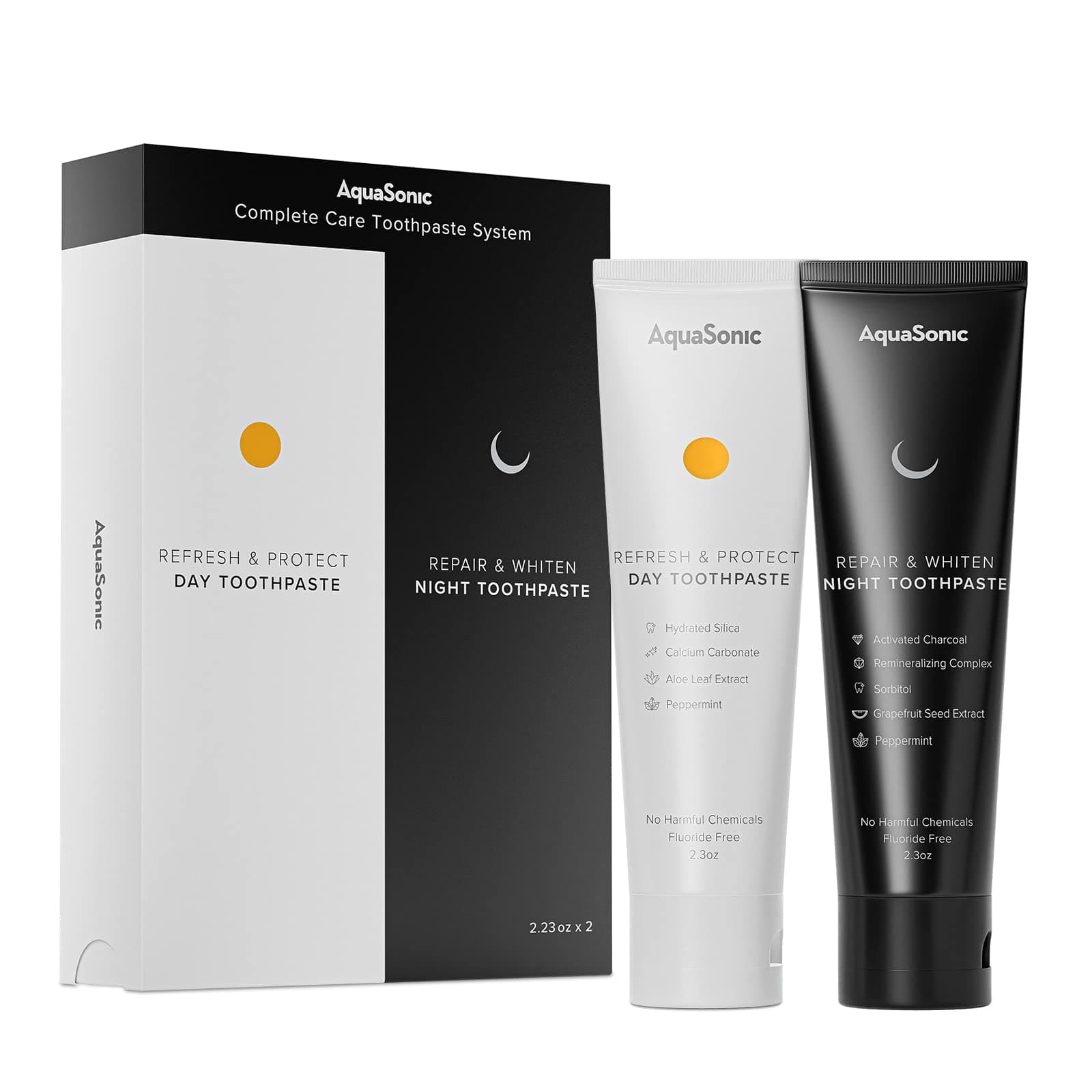 Complete Care Toothpaste - Refresh & Protect Day, Repair & Whiten Night - Fluoride Free Natural, Anti-cavity, Anti-plaque, Reharden, Strengthen, Whiten, Detoxify