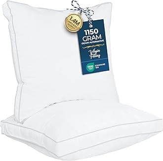 Utopia Bedding Bed Pillows for Sleeping European Size (White), Set of 2, Soft & Fluffy Pillow with Down Alternative Filling, Cooling, Hotel Quality, Gusseted Pillow for Back, Stomach or Side Sleepers