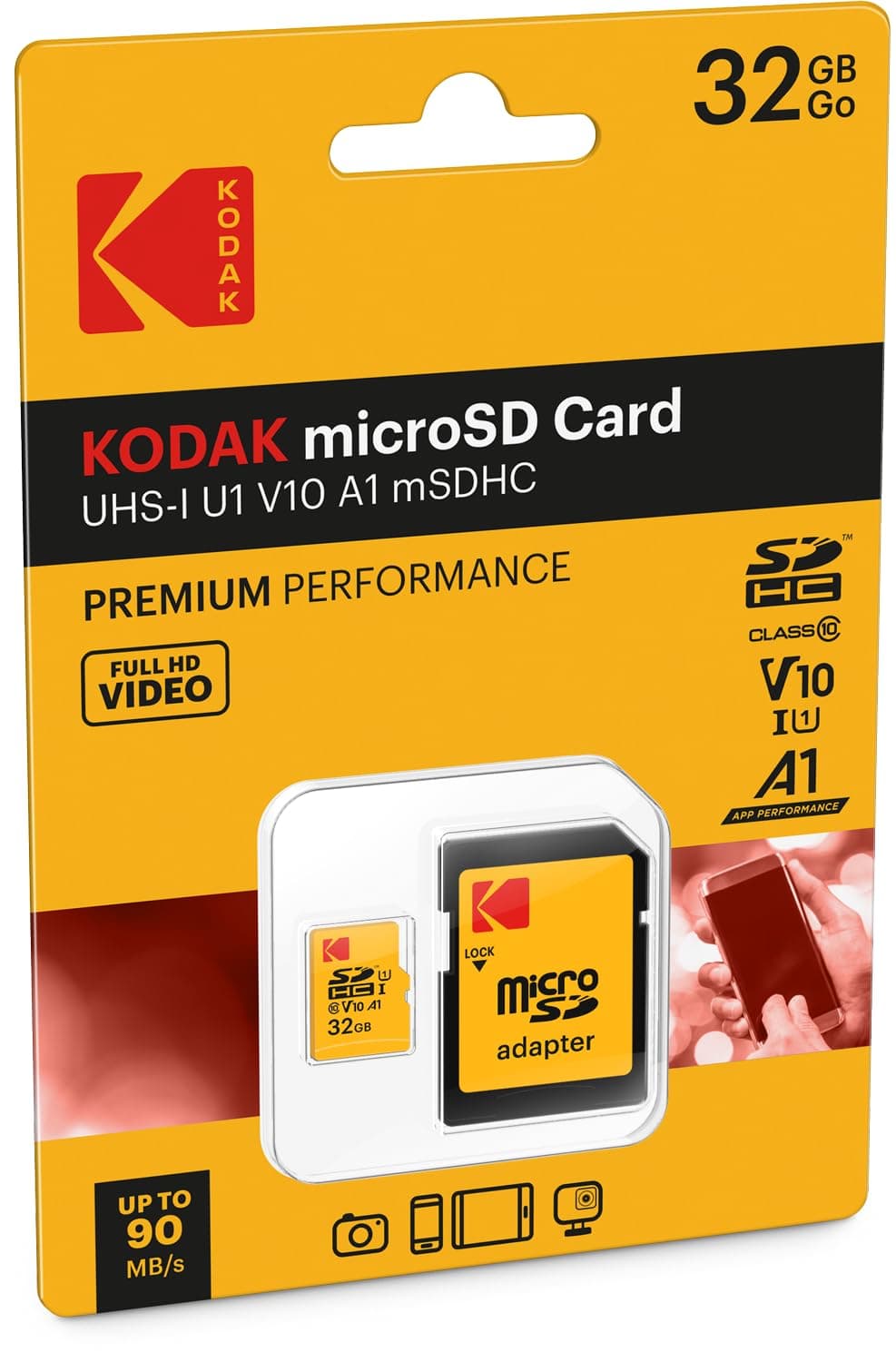 Kodak 32GB Class 10 UHS-I U1 MicroSDHC Card with Adapter 10x Write Speed