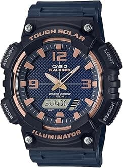 AQS800W Series | Analog Digital Watch | 100M WR | Solar Powered | 1/100 SEC Stop Watch | 6-Language Day of The Week Indicator | Countdown Timer | LED Light | Multi Alarm
