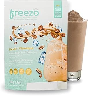 Freezo Classic Premium Blended Iced Coffee | Lower Calorie Frappe, Naturally Flavored | Bag Makes 8-10 servings | Instant Coffee Powder Mix | Prepare Freezochino Latte Drinks | Serve Cold