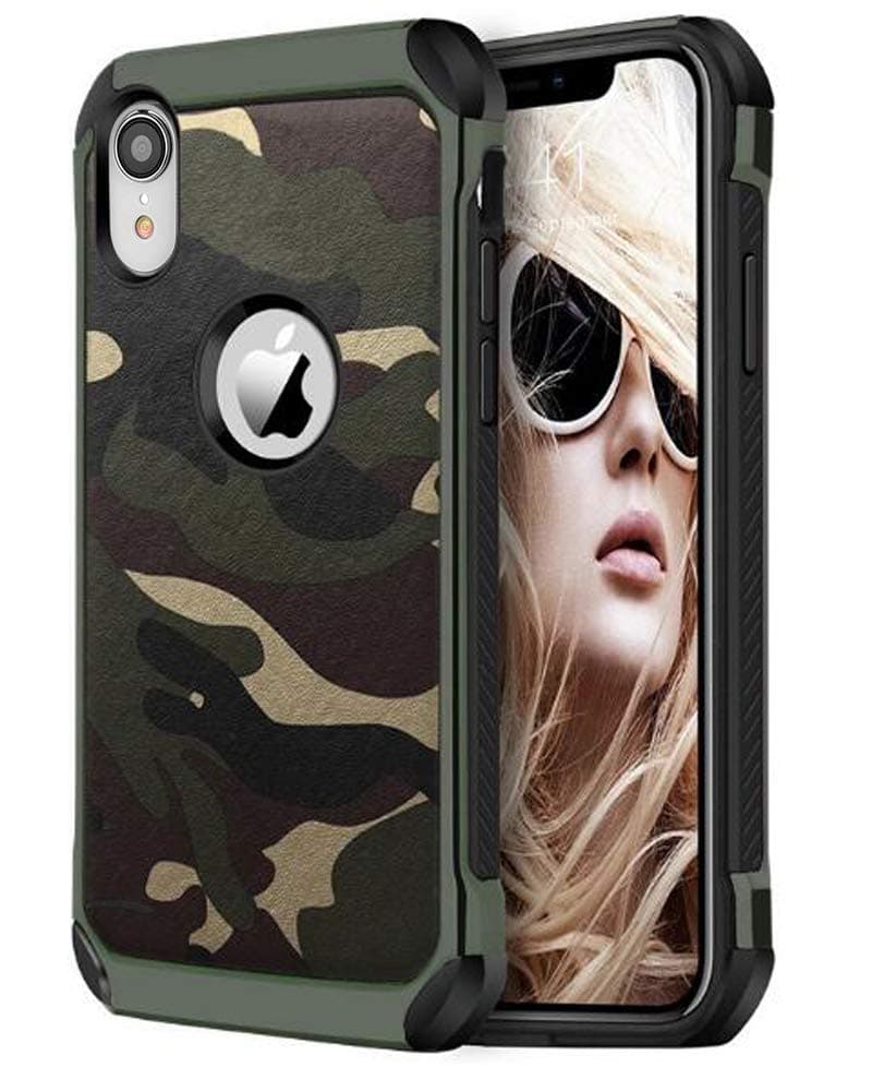for iPhone xr Case,Armor Hybrid Camouflage Case for Apple iPhone XR (6.1 inch Edition) - Camo Green