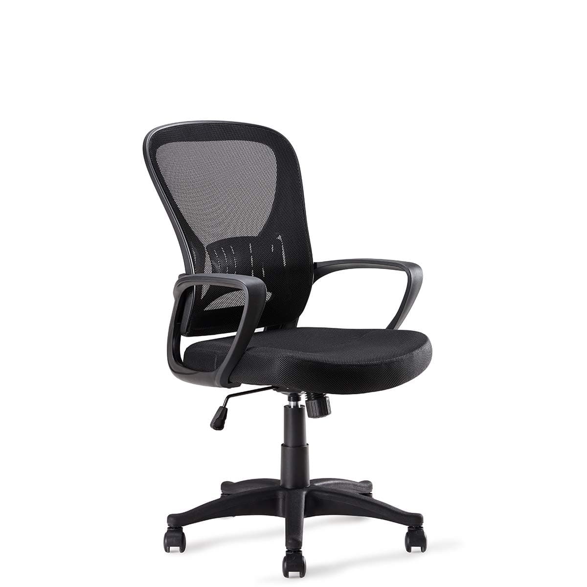 Sunon Office Chairs Adjustable Lumbar Support Office Chair Computer Chair with Adjustable Seat Height,Armrest and Headrest, Mid Back (Black, Fabric & Nylon)