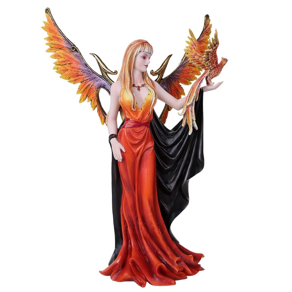 Pacific Giftware Golden Phoenix Rising Taking Flight With Mystical Witch Fairy Collectible Figurine 15 Inch Tall