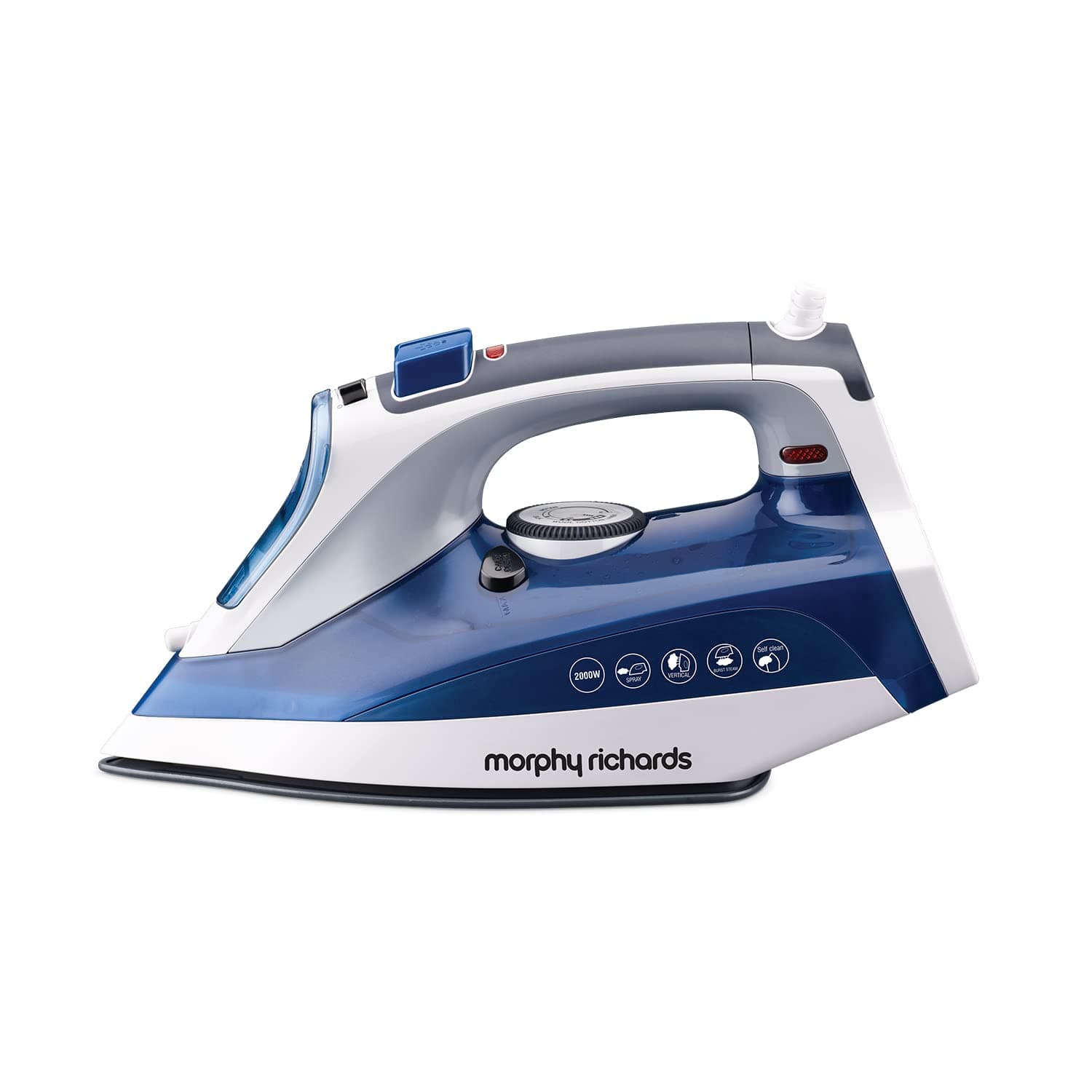 Super Glide 2000W Steam Iron with Steam Burst, Vertical and Horizontal Ironing, Ceramic Coated Soleplate, Blue