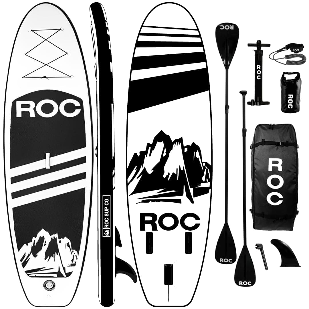 Roc Inflatable Stand Up Paddle Board with Premium SUP Paddle Board Accessories, Wide Stable Design, Non-Slip Comfort Deck for Youth & Adults