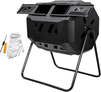 Nouva 43 Gallon Large Composting Tumbler Dual Rotating Chamber Garden Composter Bin Compost Bin with Steel Frame Outdoor Garden Yard