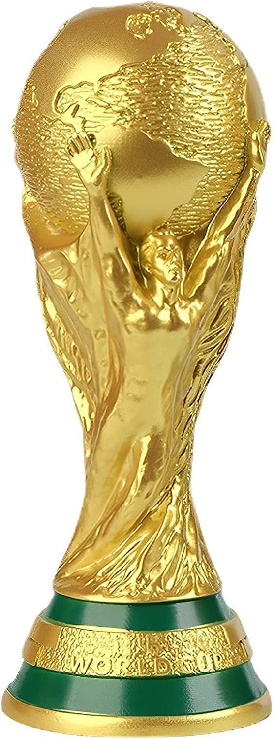 ChezMax Cup Trophy,Cup Trophy Replica 14.1 inch, Cup Trophy Real Size,2022 Cup Replica Resin Soccer Collectibles Sports Fan Trophy Gold Bedroom Office Desktop Decor