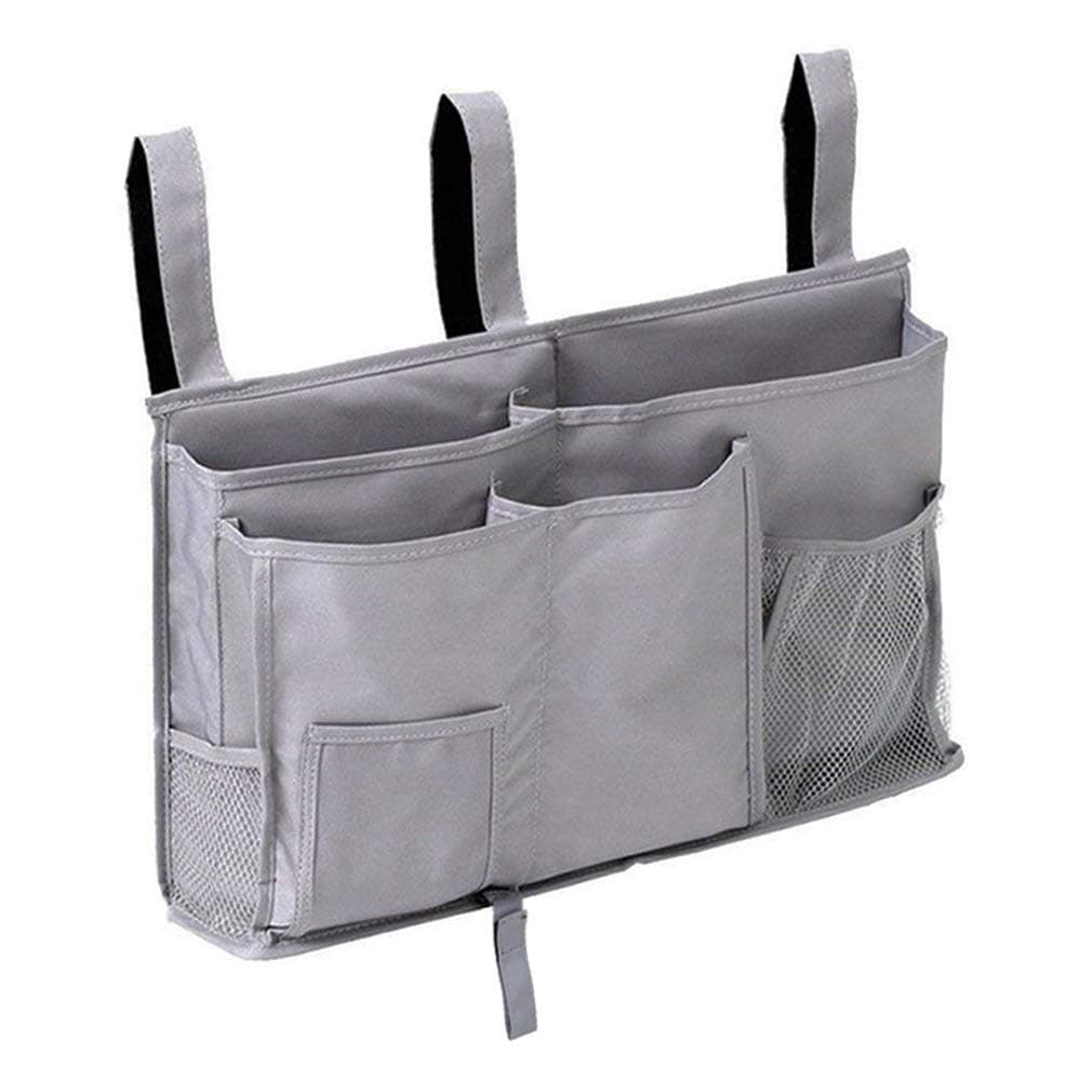 DuomiW Bedside Storage Organizer, Bedside Caddy Hanging Storage Bag, Bunk Dorm Rooms Hospital Bed Rails and Baby Bed with 8 Pockets Grey DuomiW-huiseguadai1