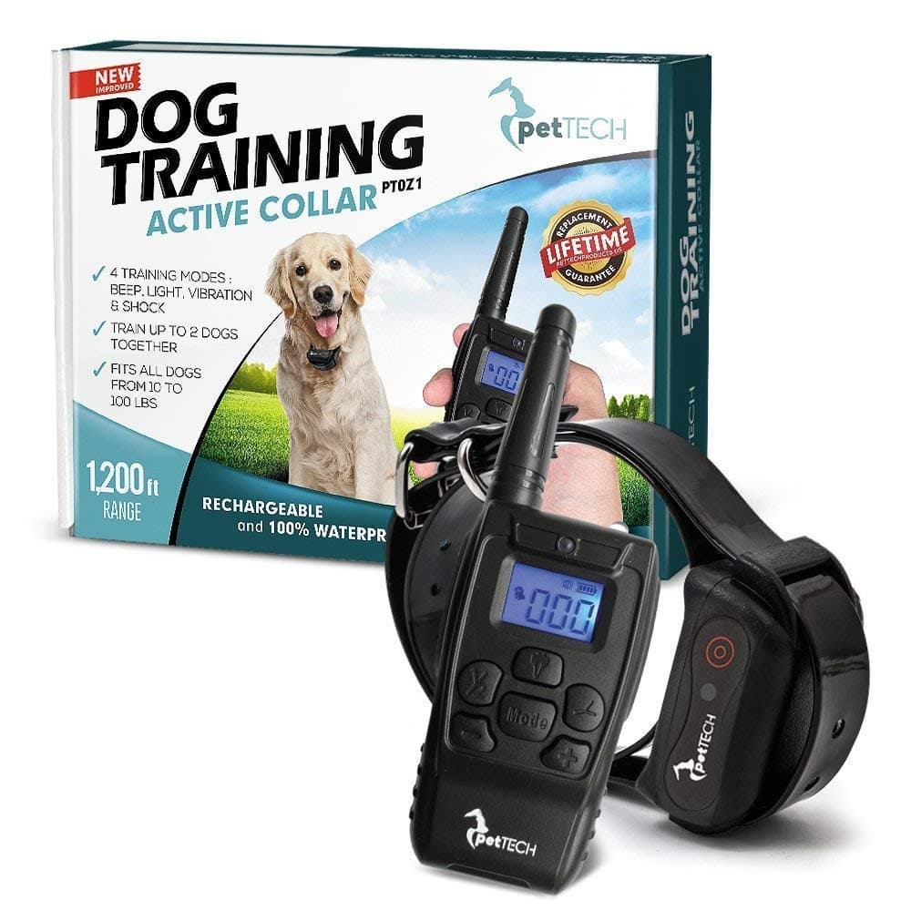 PT0Z1 Premium Dog Training Shock Collar, Fully Waterproof, 1200ft Range (Black:nbsp;)