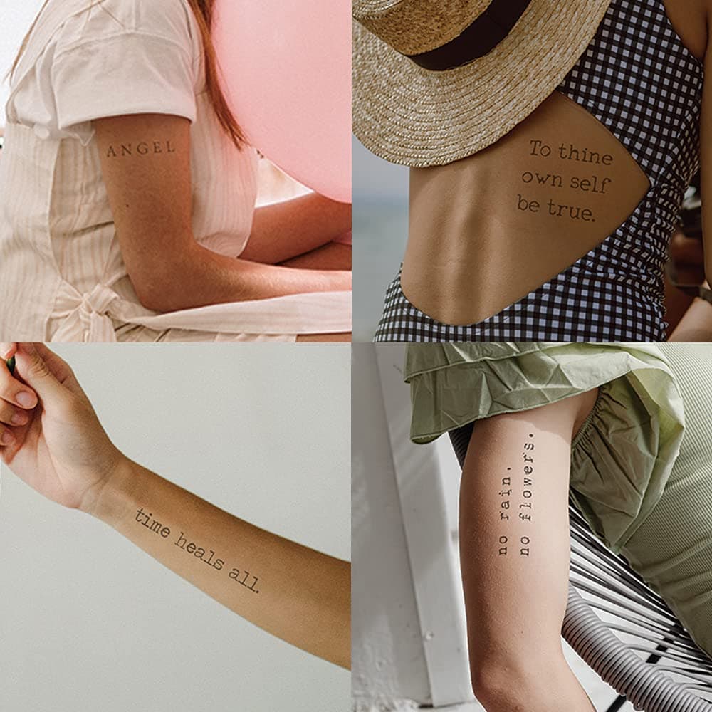 Everjoy Realistic Inspirational Words Temporary Tattoos 20 Designs