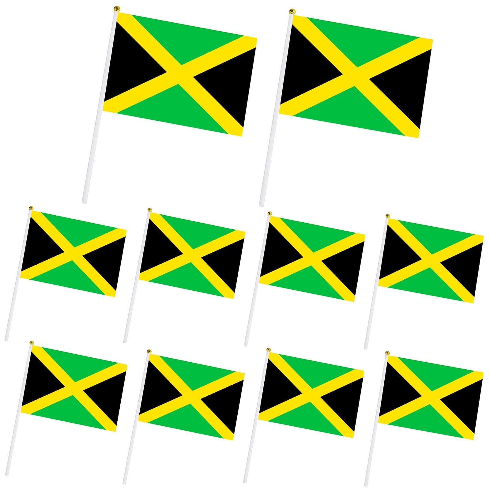 10pcs Mini Handheld Flags for World Cup Qatar 2022 Decorations - Jamaica Football Fans Cheering Flags for Outdoor/Bar/Party Supplies