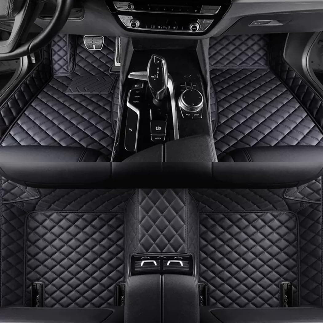 Custom Personalized Floor Mats for Cars，Luxury Full Coverage All Weather Car Floor Mats，Anti-Slip Leather Car Mat Set ，Custom Floor Mats for 99% of Cars, Trucks & SUVs (Pure Black)