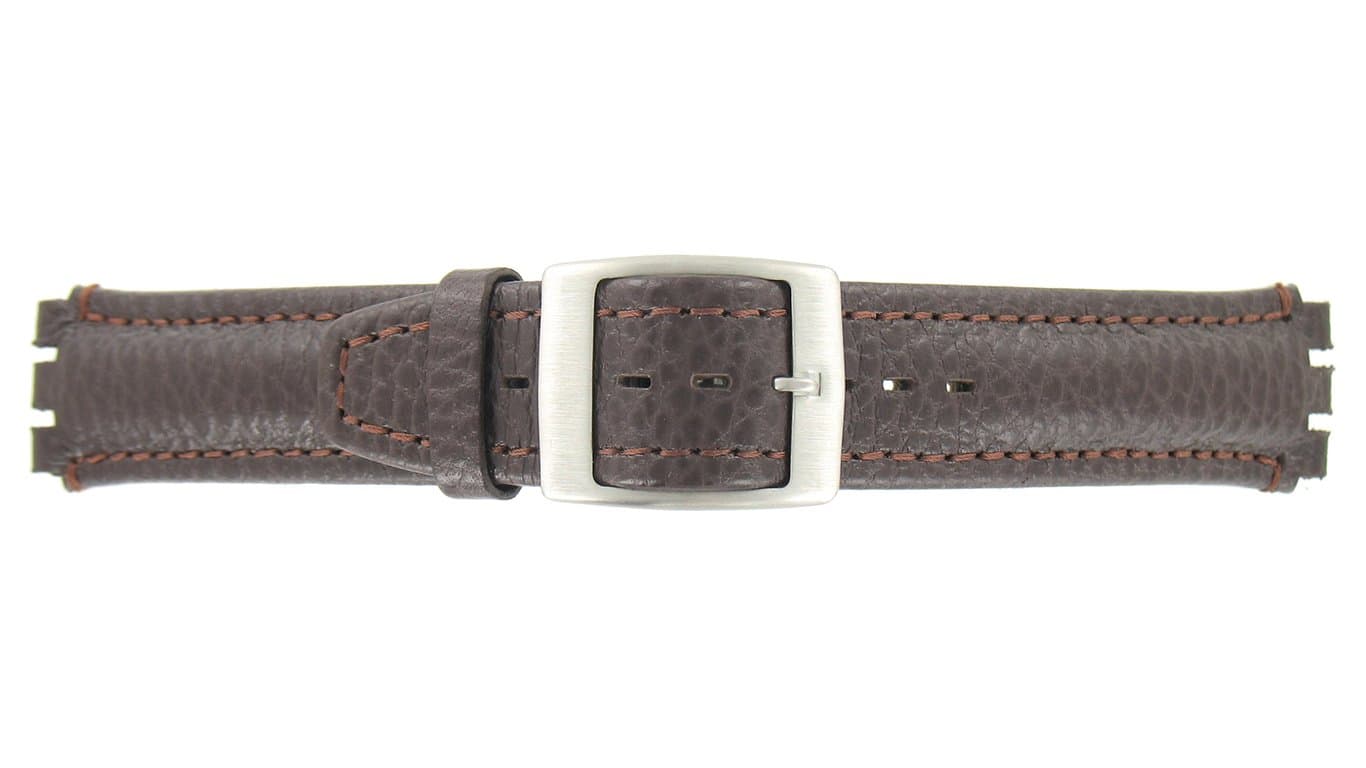 New 19mm (22mm) Sized Genuine Leather Strap Compatible for Swatch® Watch - Brown - 400CC22