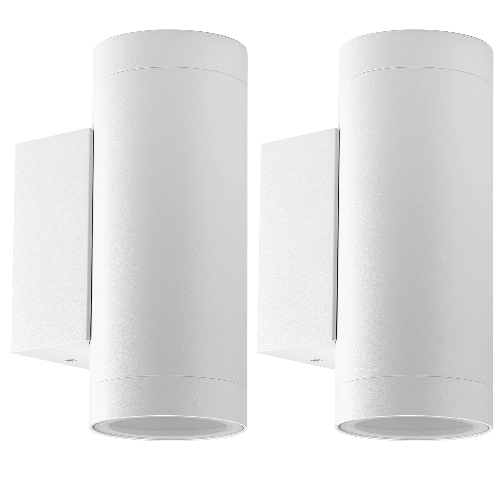 Klighten 2 pcs Outdoor Wall Light IP65 Up Down Outside Wall Lighting Modern Aluminum Wall Lamp for Garden Entrance Corridor Courtyard, Socket GU10, White, Bulb not Included