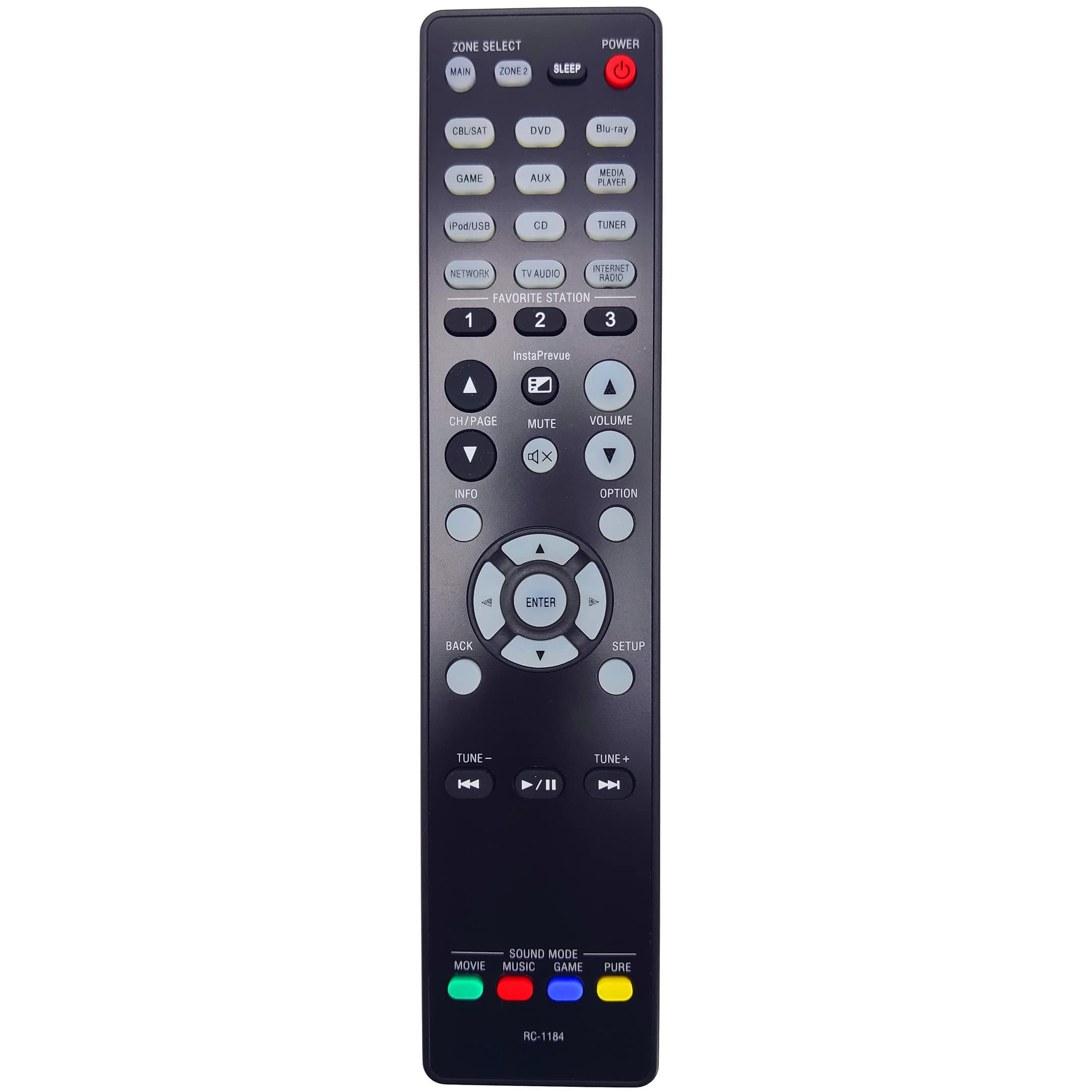 RC-1184 AV Receiver Remote Control for Denon AVR-1913, AVR-2113CI, AVR-2313CI, AVR-E400, AVR-X2000, AVR-X3000