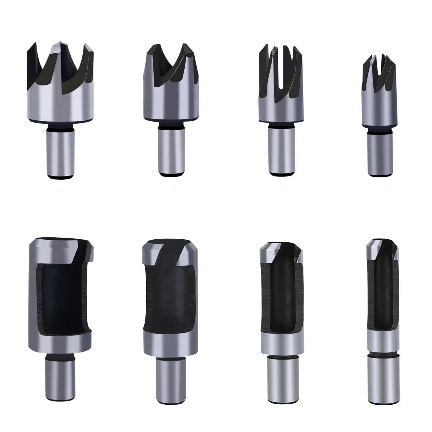 8pcs 5/8" 1/2" 3/8" 1/4" Wood Plug Cutter Drill Bit Set Woodworking Pocket Hole Plug Cutter Cork Drill Bit Set