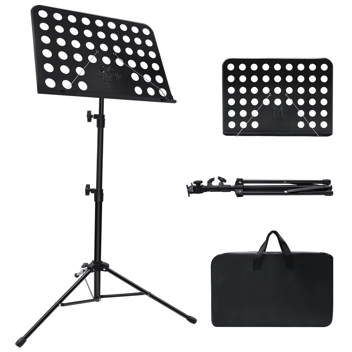1/2/3 Pack Sheet Music Stand, Adjustable Music Stand with Carrying Bag, Professional Music Book Holder Music Sheet Clip Holder for Guitar, Ukulele, Violin Players(Standard Version, 1 Pack)