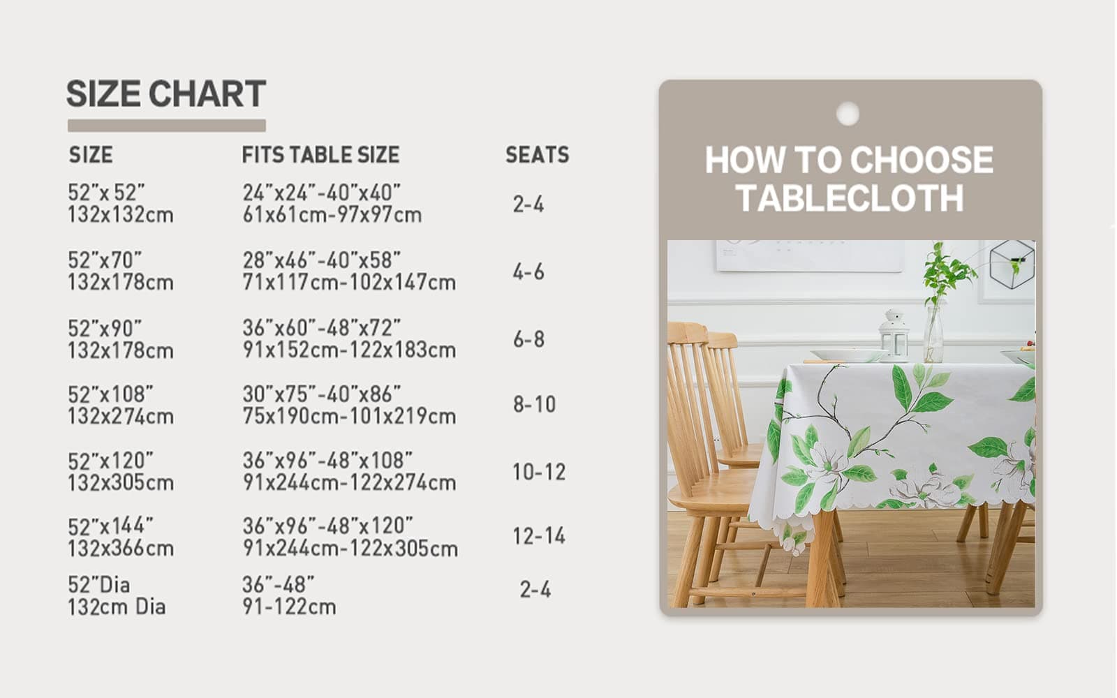 LIBERECOO Table Cloth Heavy Duty Vinyl Tablecloth Scratch Proof Stain-Resistant Table Covers 52" x 70" (Green Leaves, Rectangular 52 x 70 inch)