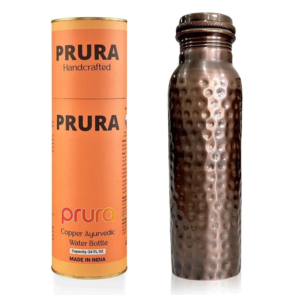 Feather Printed Copper Water Bottle Leak Proof Ayurvedic Drinkware Copper Vessel for Sports, Gym, Outdoors, Yoga, Kitchen
