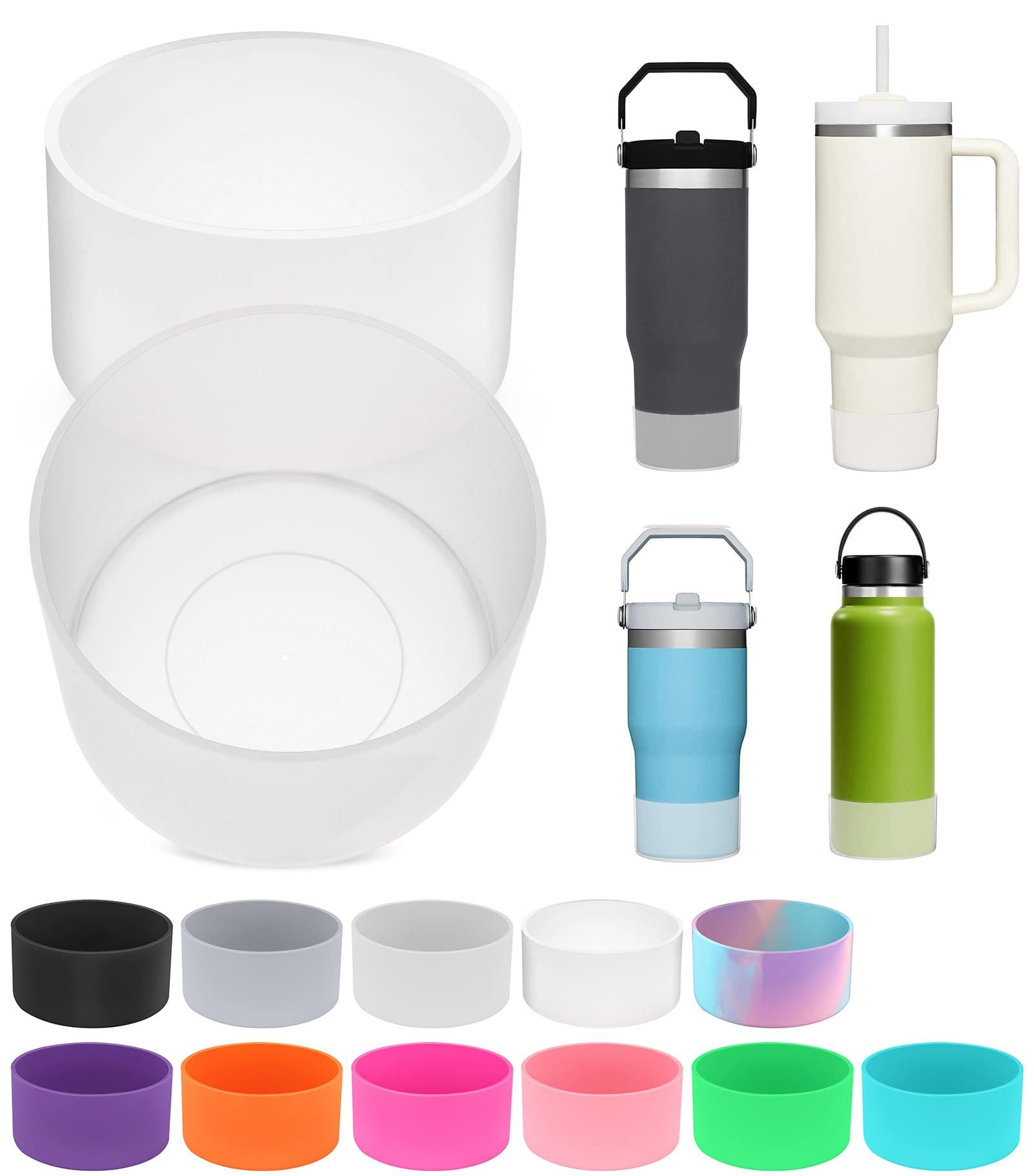 2PCS for Stanley Boot, Silicone Bottom for Stanley Cup Boot Quencher Adventure 40oz&for Hydroflask Boot 12-24oz for Stanley Tumbler Accessories for Stanley Cup Accessories Avoid Scratches&Noise