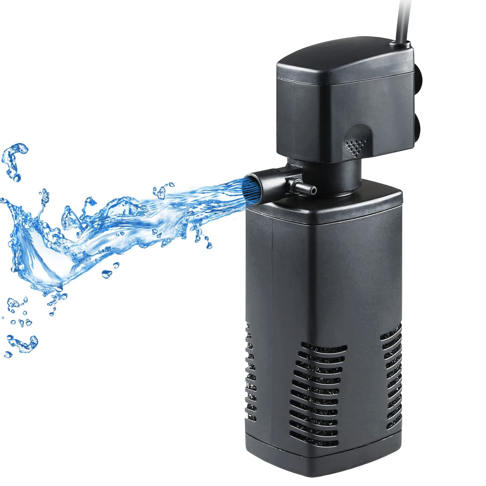 KASTWAVE Fish Tank Filter, Aquarium Internal Filter, for 15-40 Gallon Tank, Crystal Clear Aquarium Filters, Submersible Pump& Filter System Turtle Tank Accessories for Fish Tank Water Clean