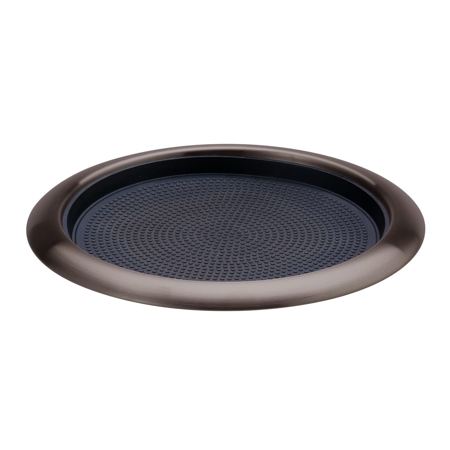 Service Ideas TR119RIDT Tray with Removable Insert, 9" Round, Stainless Steel, Dark Tungsten