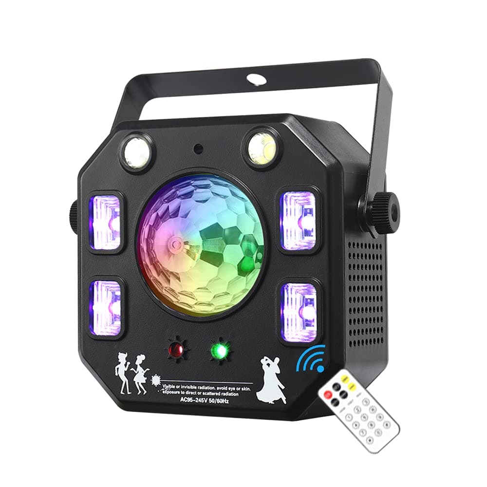 Party Light DJ Light, WorldLite LED Stage Light 4 in 1 with Magic Ball, LED Pattern Lights, LED Strobe Light and UV Effect, Great for Stage & DJ Lighting, Wedding Church Party Club Disco Lighting