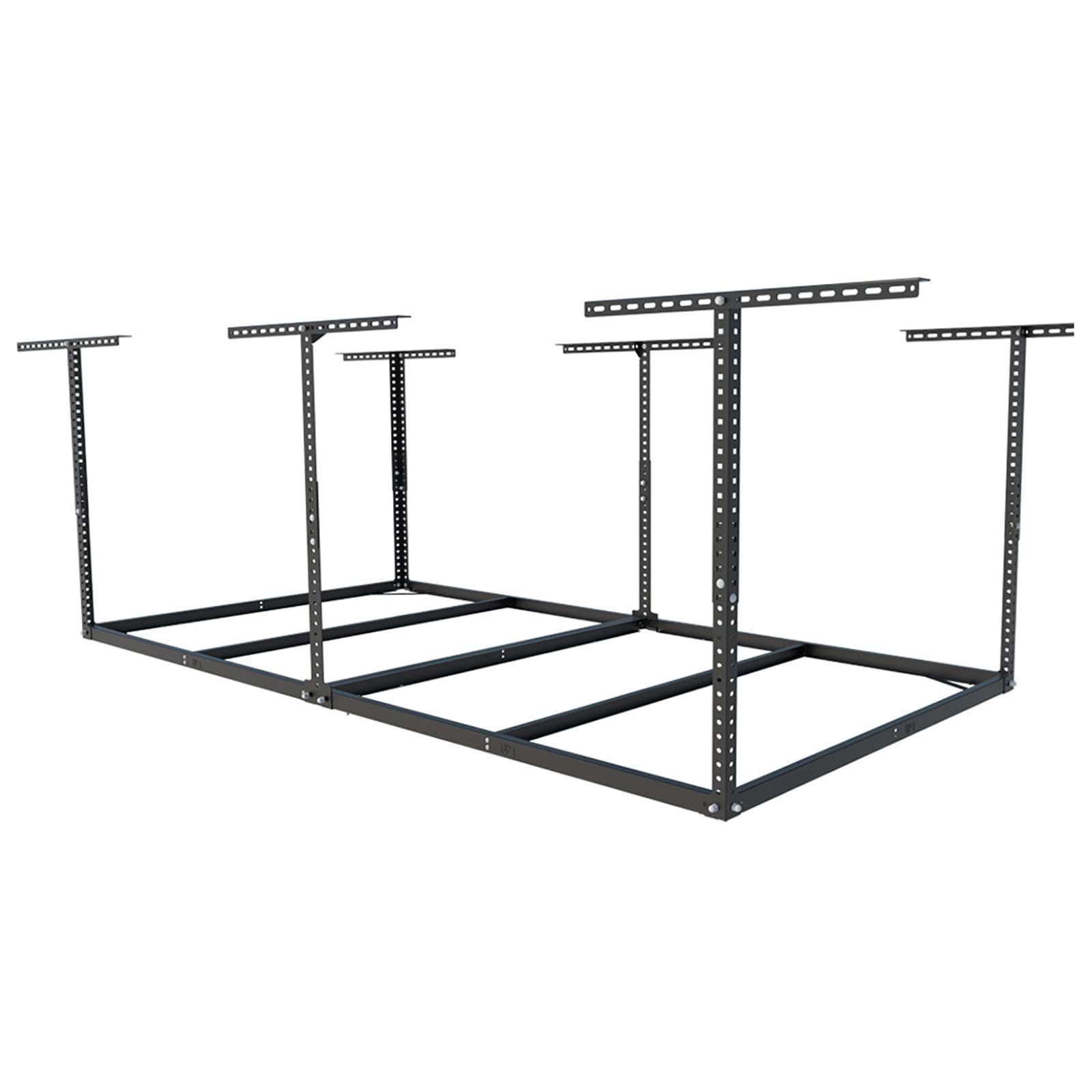 4x8 Overhead Garage Storage Rack without Decking, Storage Organization System, Heavy Duty Metal Garage Ceiling Racks, 600lbs Weight Capacity, Black, Lite Series