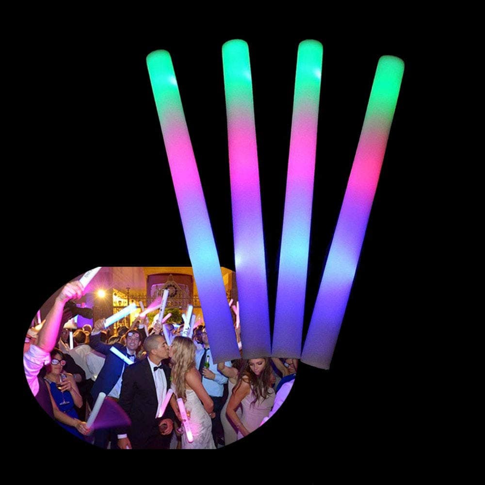 Blu7ive 50 Pieces Glow Foam Sticks, 3 Modes Flashing Light Up Led Foam Stick for Party, Concert, Halloween