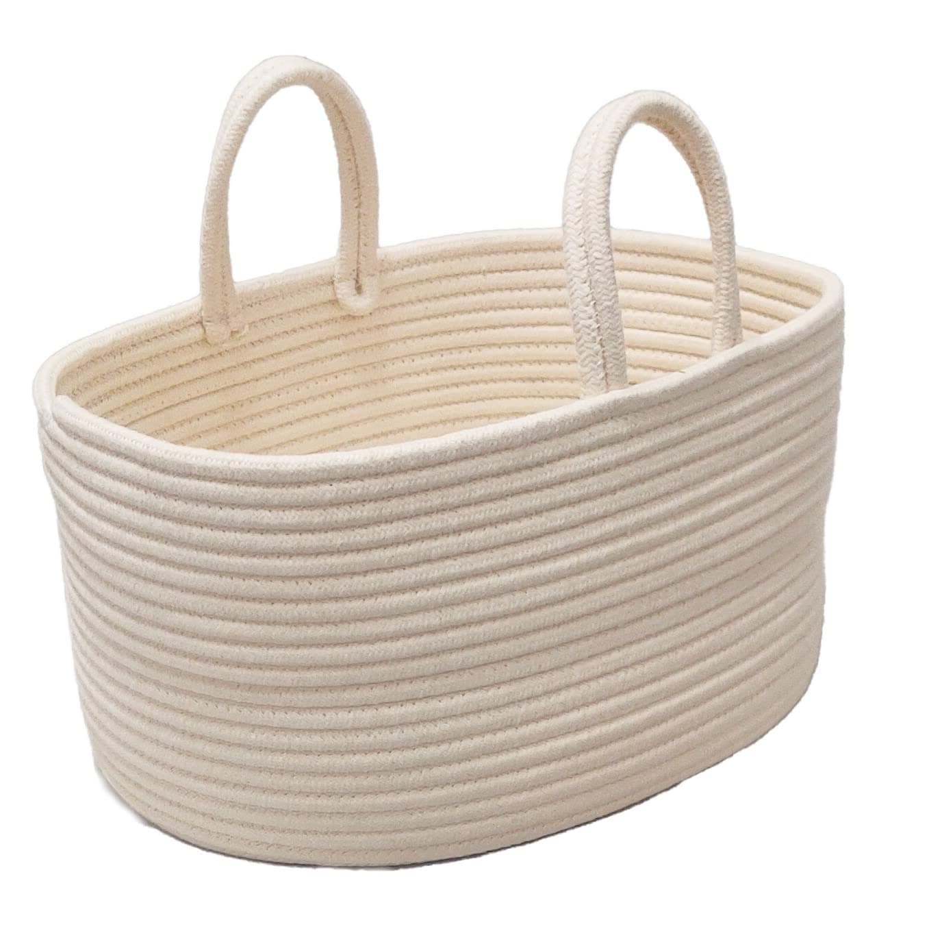 AZUKA® Storage Basket with Rope Handle | Fruit & Vegetable basket, Kitchen storage |Picnic Basket | Eco-friendly Organizer basket for indoor & Outdoor - White