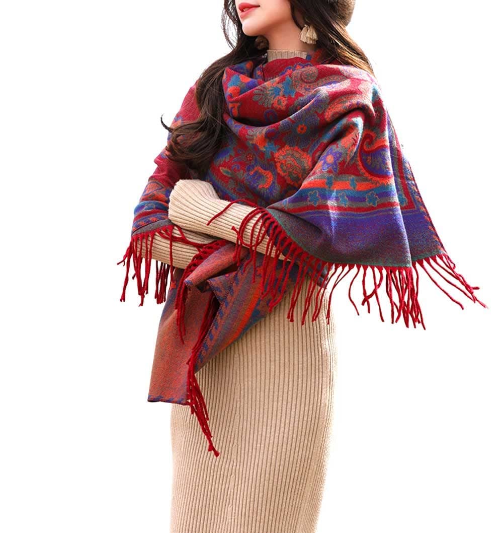 First ChooseWomen's Blanket Chunky,Pashmina Shawls Wraps Oversized Winter & Fall Warm Scarfs Soft Cashmere Feel for Girls and Women