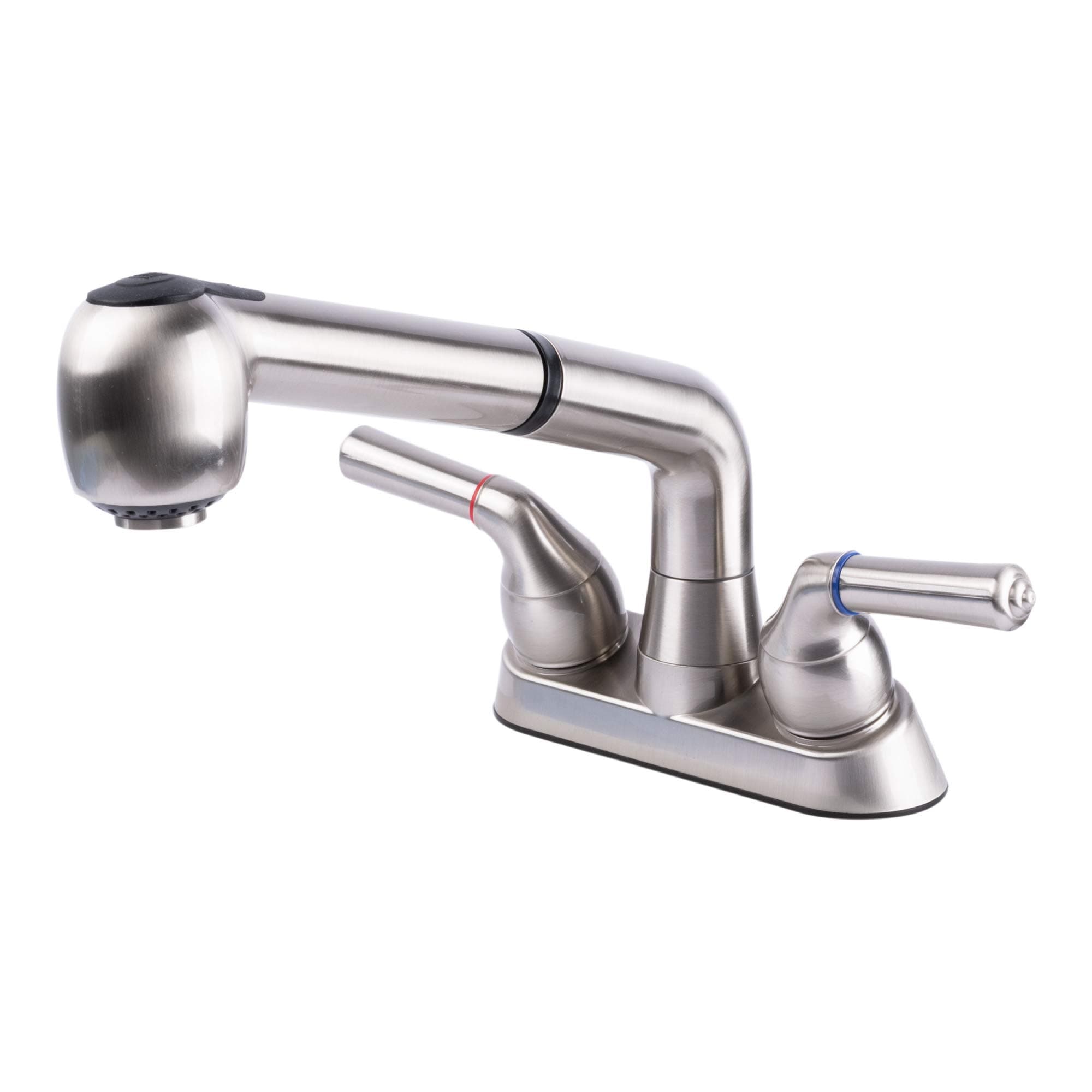 Universal Laundry Tub Faucet by VETTA, Double Handle Pull Out Spray Spout, Non-Metallic ABS Plastic, Stainless Steel Finish