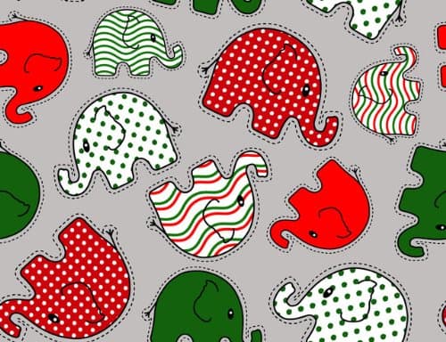Eco-Friendly ProSoft PUL Print Premium Waterproof PUL Polyurethane Laminate Print Barrier Fabric (Made in USA, sold by the yard) (Elephant Toss | Holidays)