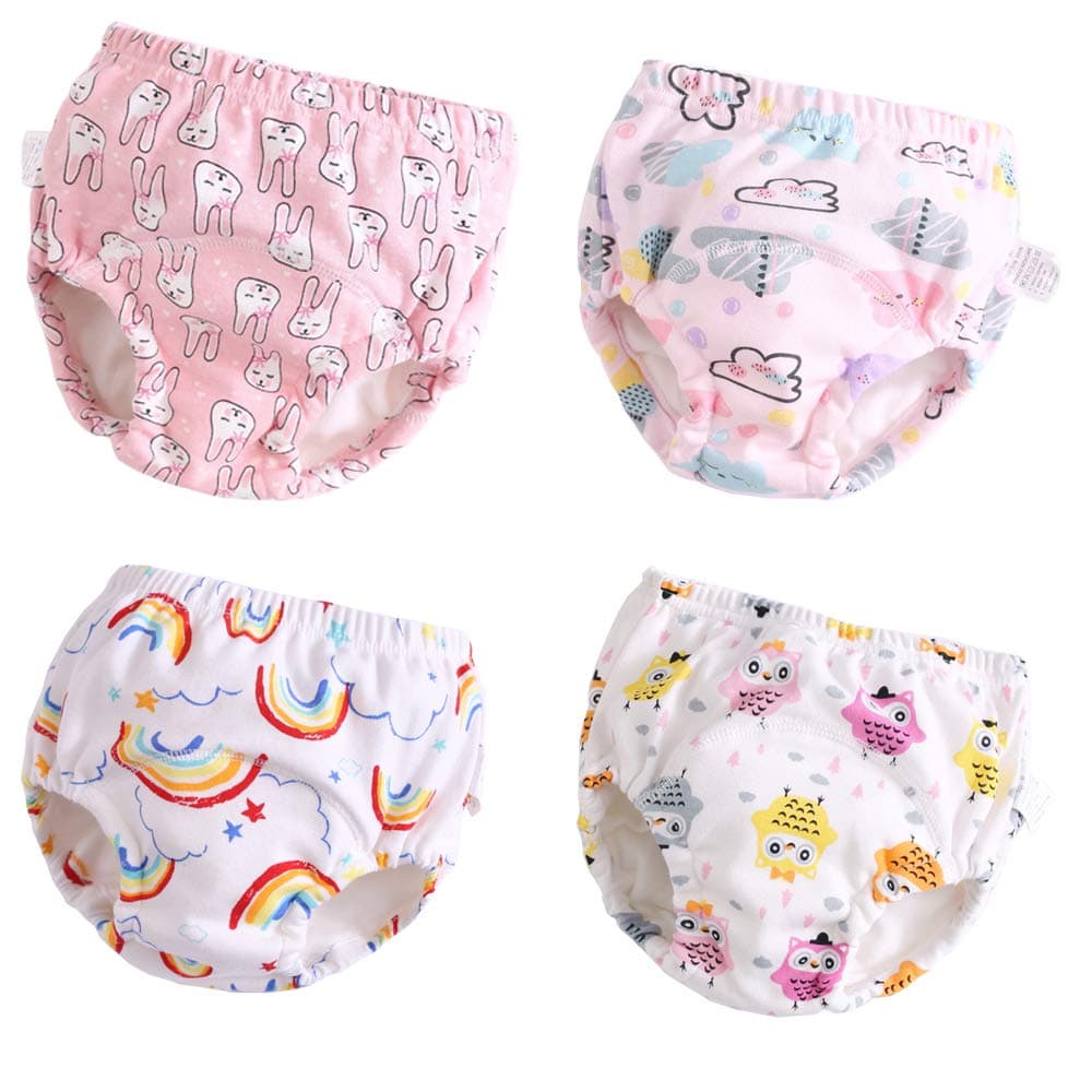 Toddler Potty Training Pants 4 Pack,Cotton Training Underwear Size 2T,3T,4T,Waterproof Underwear for Kids
