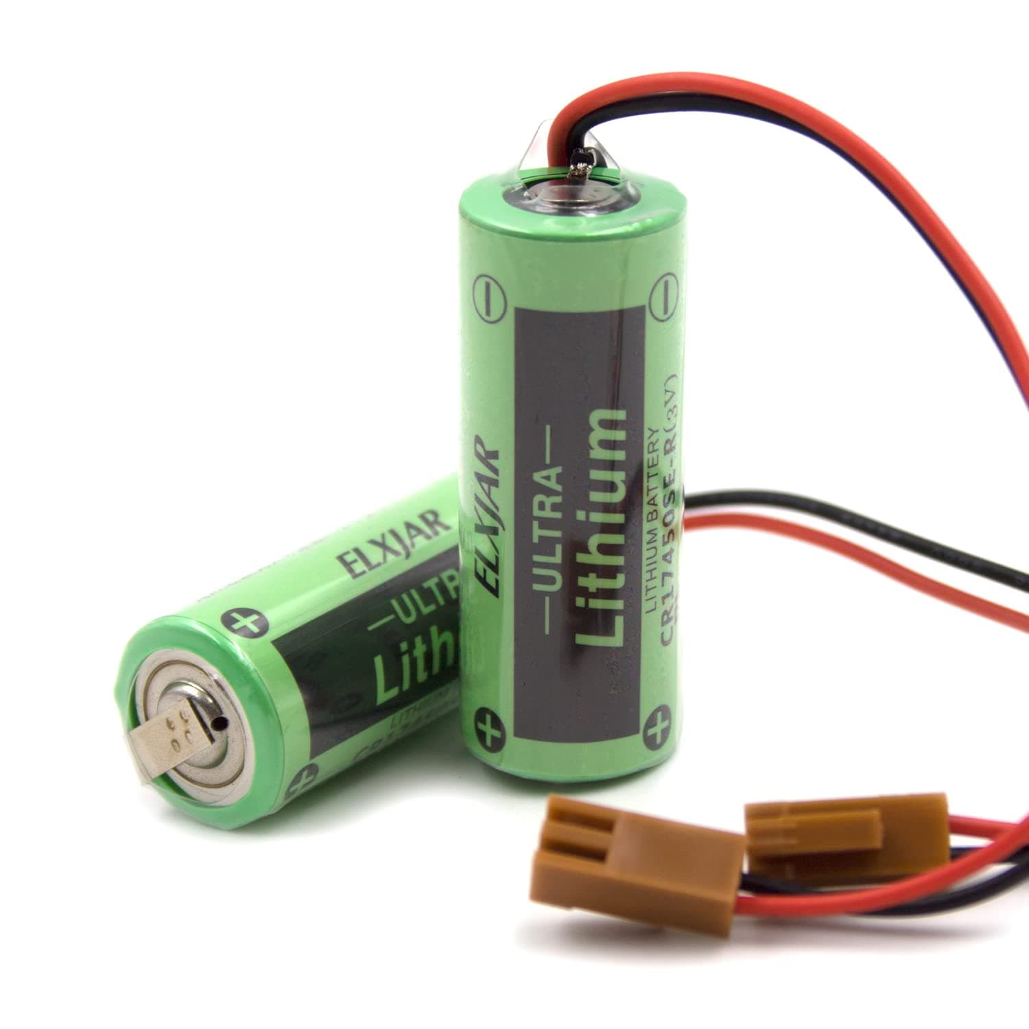 elxjar (2-Pack) 3V 2200mAh PLC Battery Replacement for SANYO CR17450SE-R A98L-0031-0012 CR17450 CR17450ER FANUC CNC 15i-A 15i-B 16i/18i/21i PowerMate iD iH