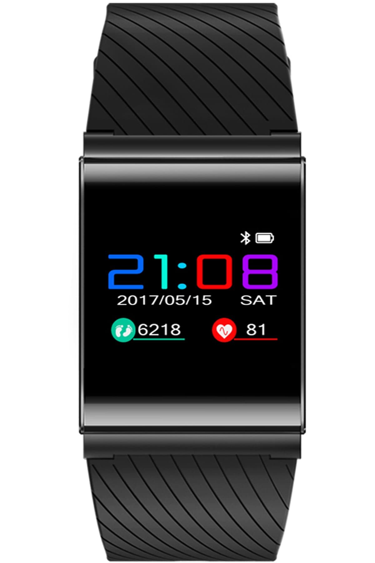 Bluetooth Smart Bracelet Watch For IOS Android Health Tracker Touch Screen Black