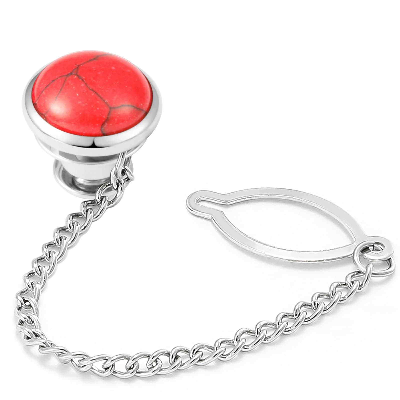 Tie Pins for Men Silver Tie Pins with Chain, Tie Tack Pins Brooch Personalized Wedding Business Gifts