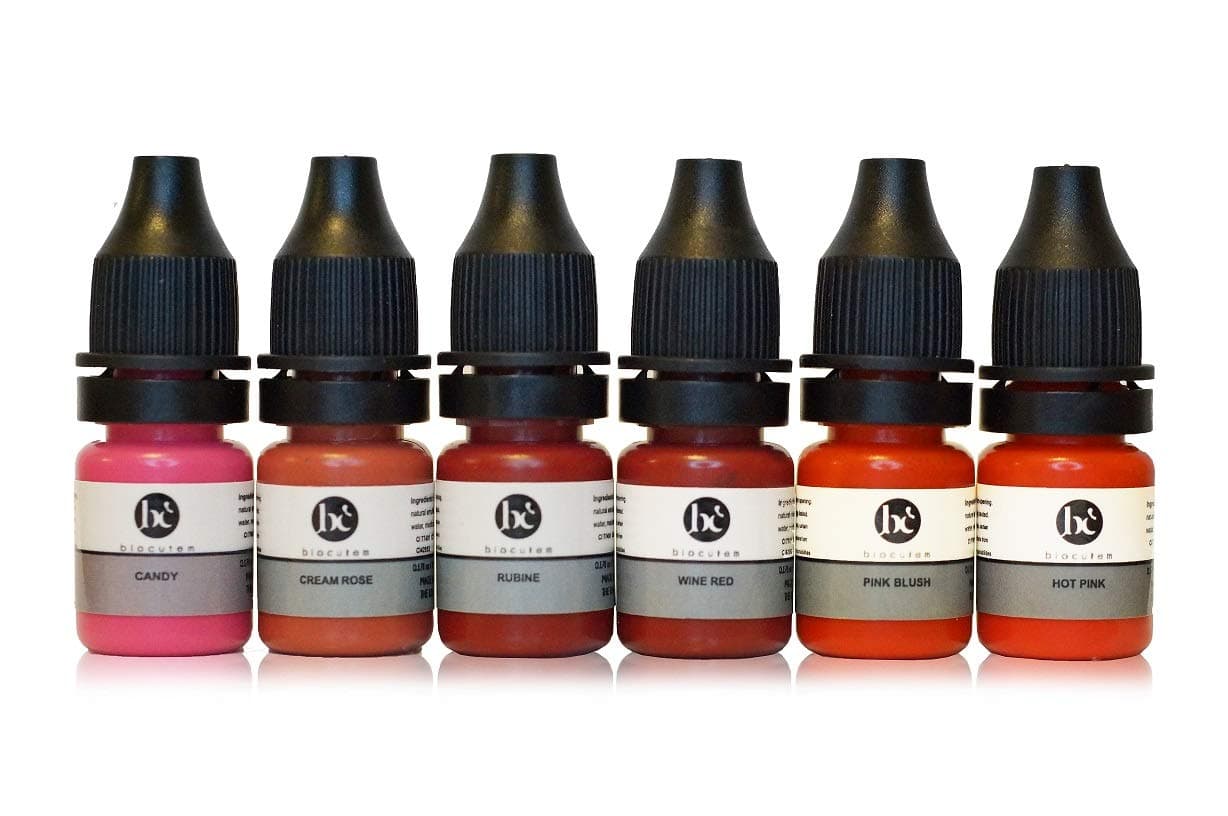 Permanent Make-up Pigment, LIPS Ink Color Set for PMU lips, Professional Medical-Grade Cosmetic Tattoo Ink, Works with Permanent Machine, 5 ml (Set Of 6) by Biocutem 0.17oz