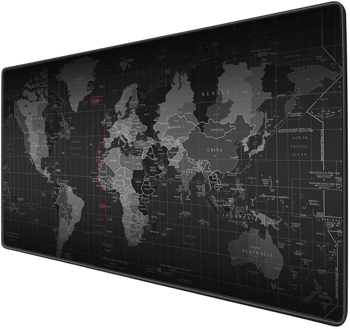 SKY-TOUCH Gaming Mouse Mat Large Anti-Skid Mouse Pad, World Map Mousepad Rubber Base and Stitched Edges for Gamers Office 35.4 x 15.7 x 0.12 Inches