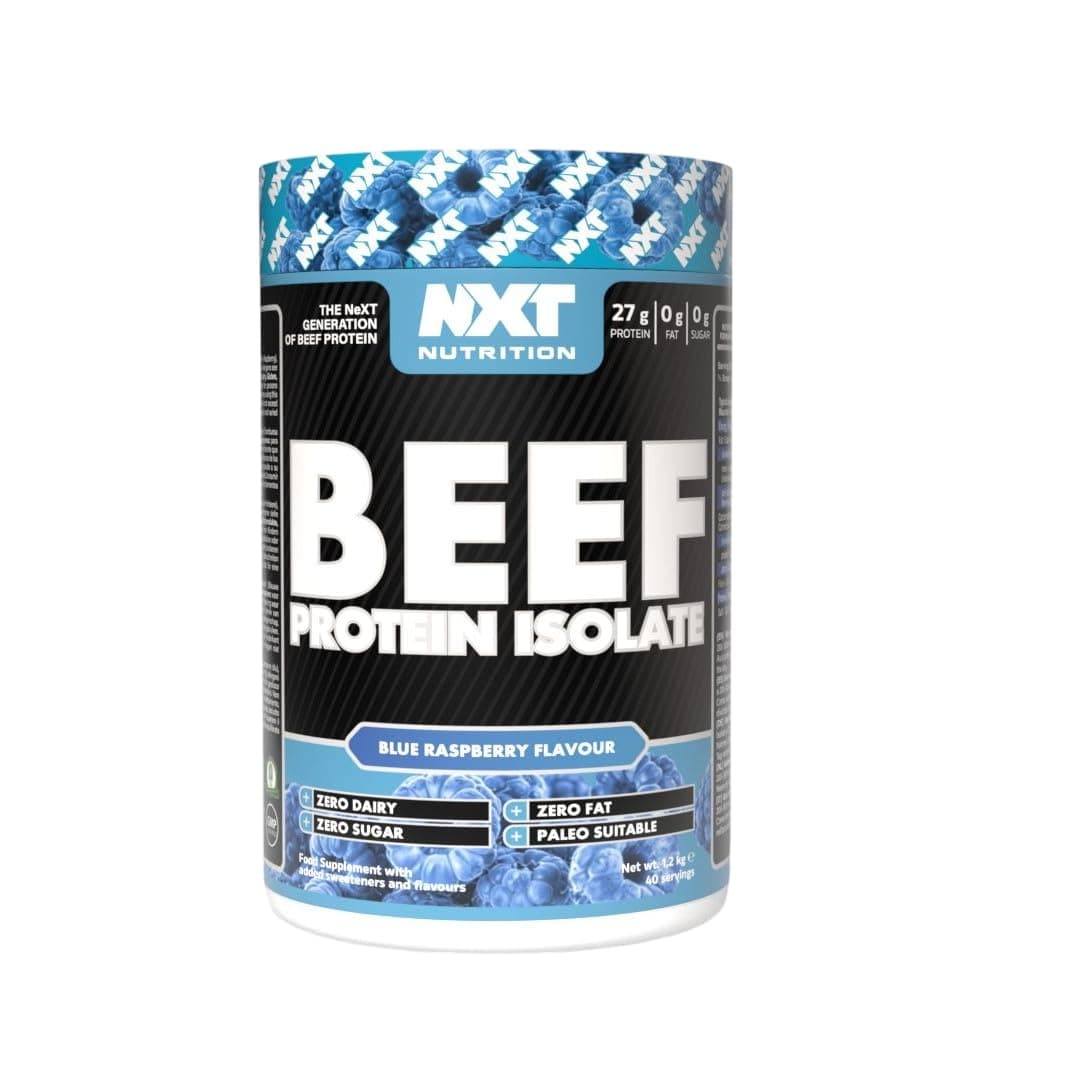 NXT Nutrition Beef Protein Isolate Powder - Protein Powder High in Natural Amino Acids - Paleo, Keto Friendly - Dairy and Gluten Free - Muscle Recovery | 1.2kg (Blue Raspberry)
