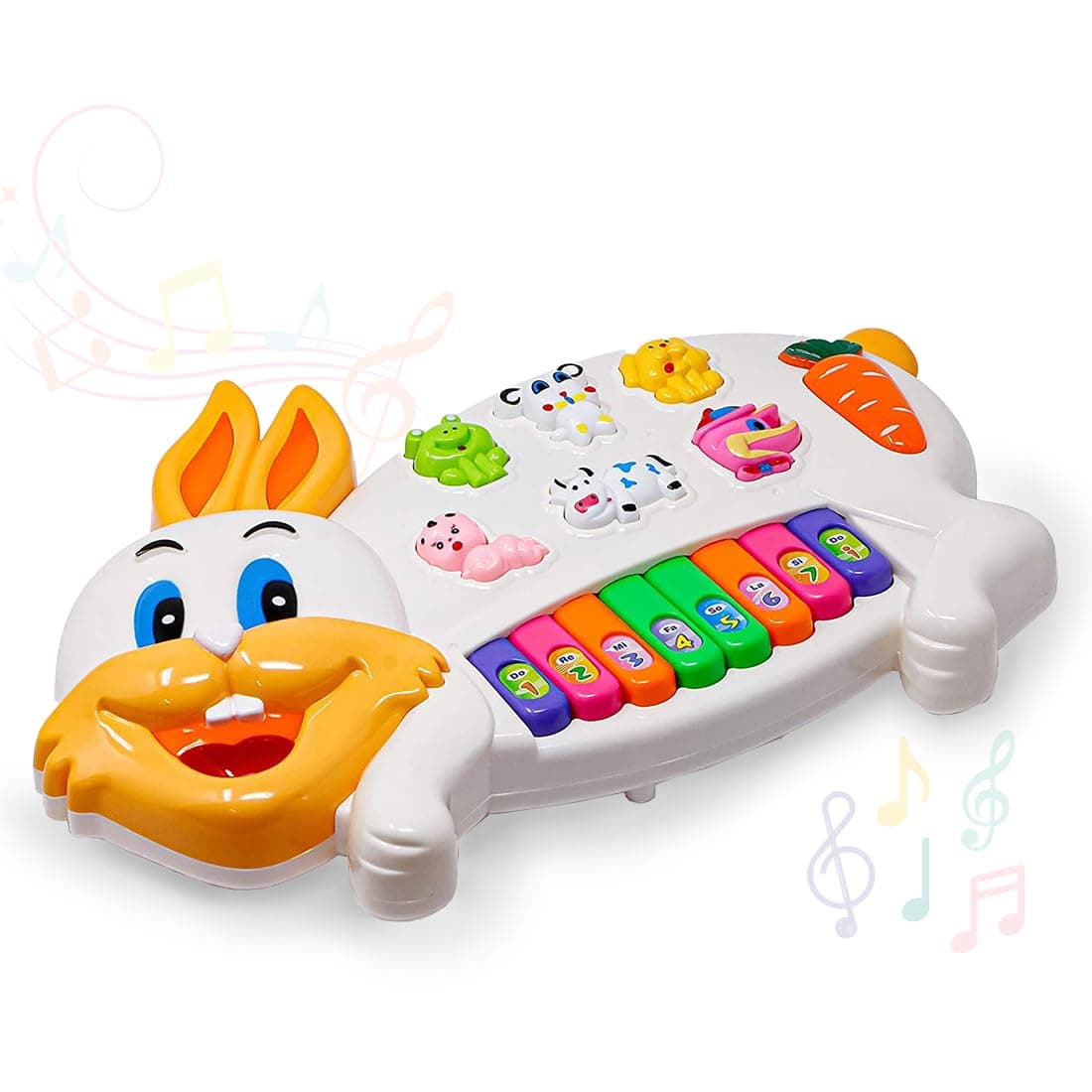 Wembley Rabbit Piano Musical Toy Interactive Educational Learning Music Keyboard Toys for Kids Playset with Flashing Lights & 6 Animal Sounds Fun Play Activity Birthday Gift for Boys Girls Toddlers