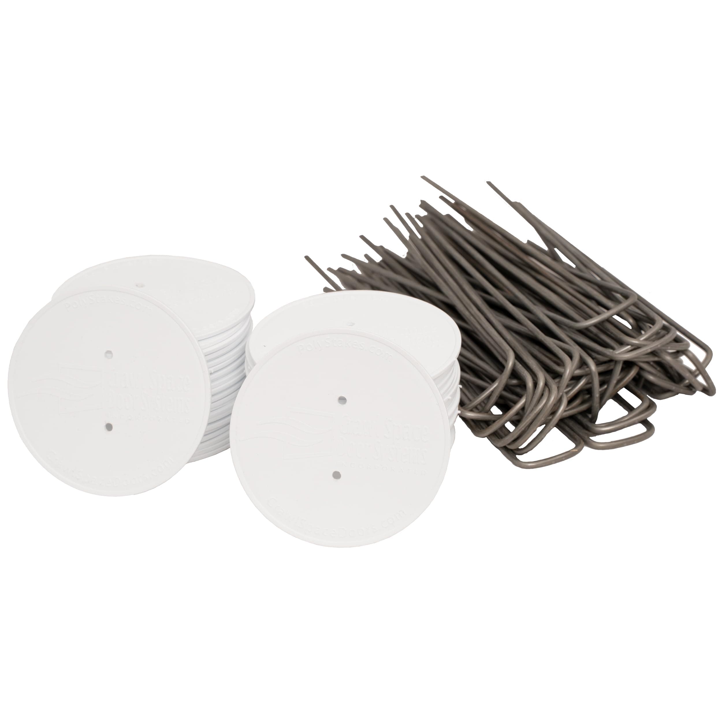 Crawl Space Door Systems Capped Vapor Barrier Stakes for space Moisture Barrier Liners and Encapsulations (White, 50 count)