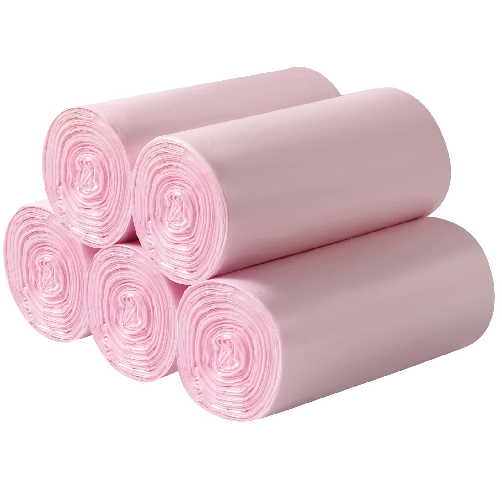 5 Rolls Small Trash Bags - 200 Counts Durable 4 Gallon Small Garbage Bags for home office kitchen Bathroom Bedroom Trash Can liners（Pink）
