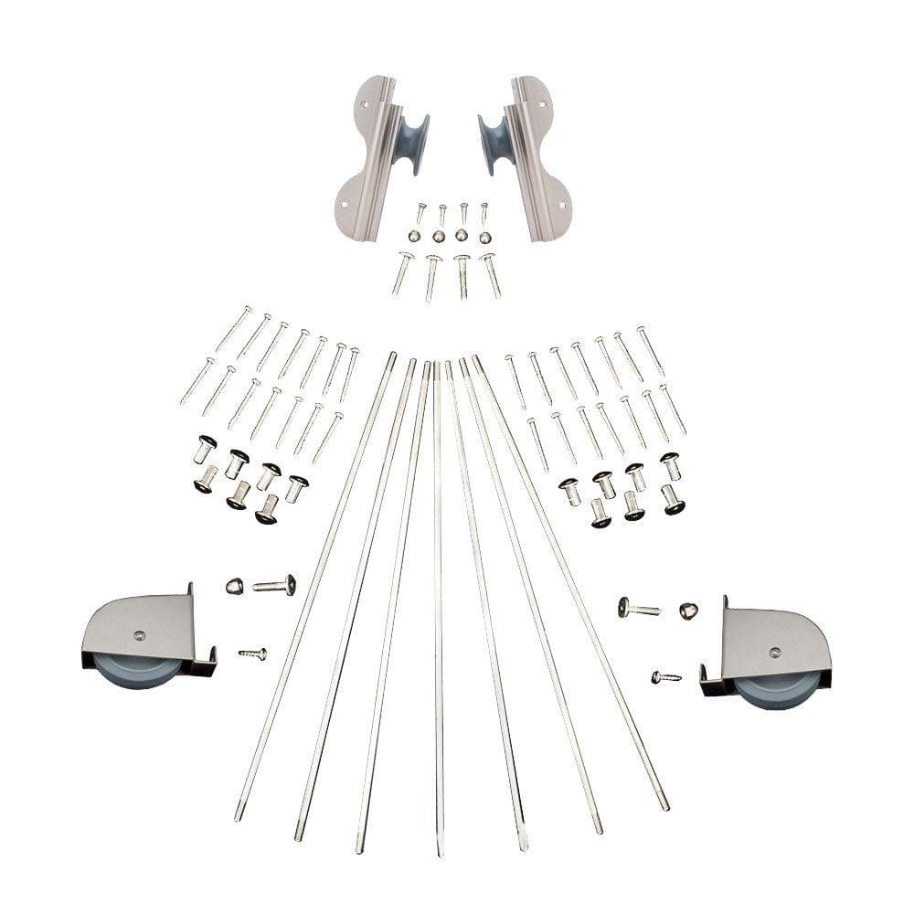 Quiet Glide Satin Nickel Contemporary Rolling Hook Ladder Hardware Kit