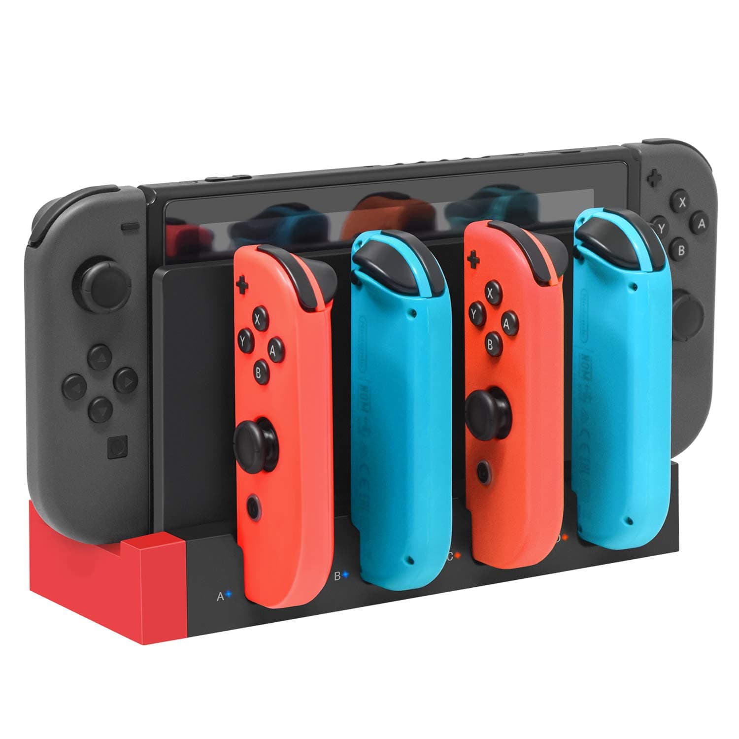 KASTWAVE Joy-Con Charger for Nintendo Switch OLED Model, Charging Dock Compatible with Joy Con Charger for Switch & OLED Model Version, USB Charging Dock Station Stand with Indicator - Black