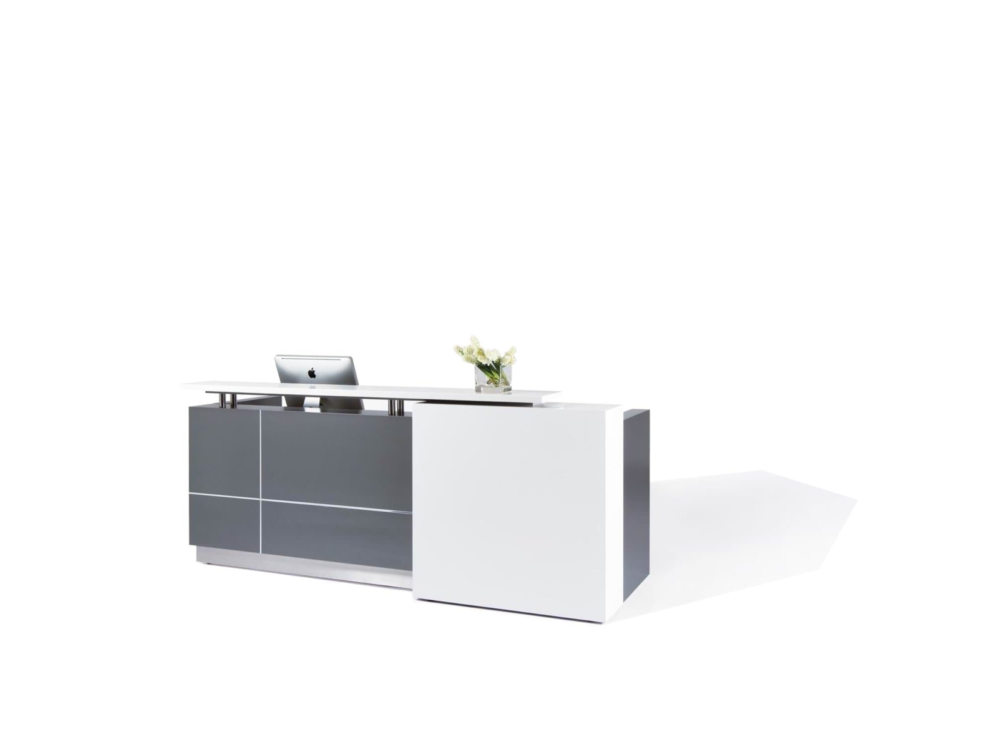 Modern Reception Desk (98") with White Quartz Stone Counter-TOP